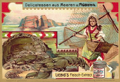 Yengeç ve ıstakoz (chromolitho) by European School
