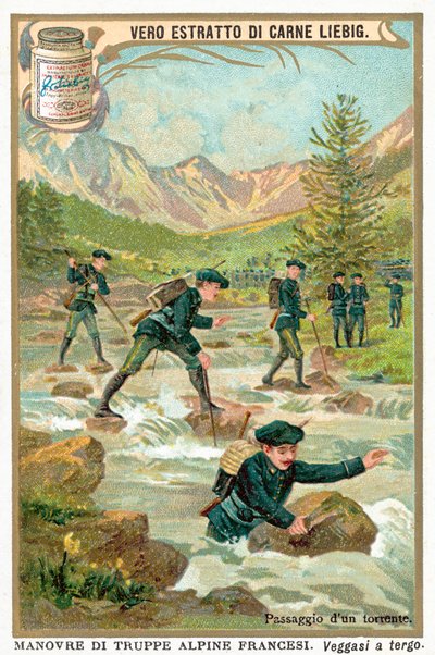 Bir dağ selini geçmek (chromolitho) by European School