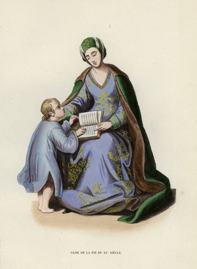 15. Yüzyılın Sonunun Hanımı (renkli gravür) by European School