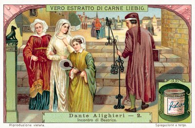 Dante, Beatrice ile tanışır (chromolitho) by European School
