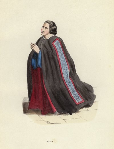 Doyen (renkli gravür) by European School