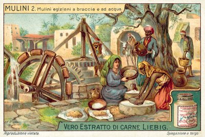 Mısır el ve su değirmenleri (chromolitho) by European School