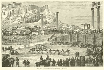 Fete du Temple de Jupiter, bir Atina (gravür) by European School