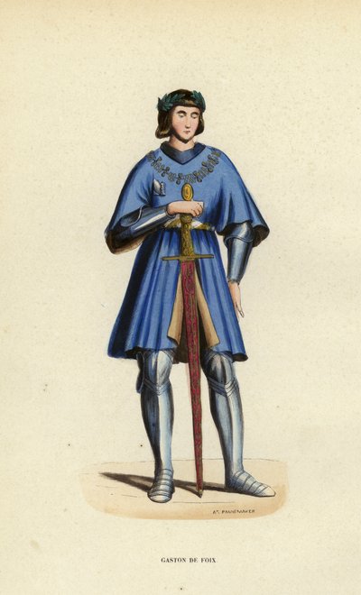 Gaston De Foix (renkli gravür) by European School