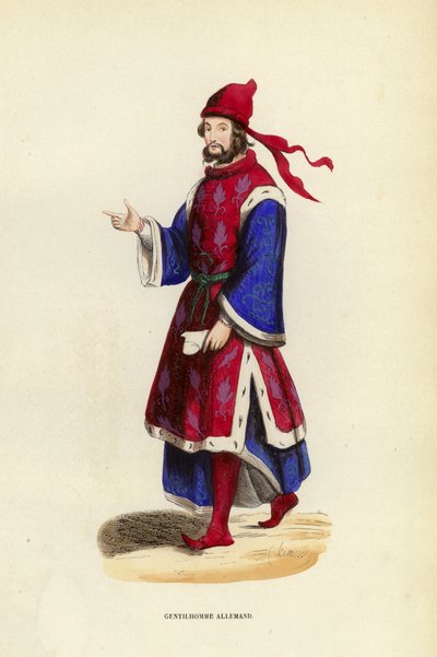 Alman Beyefendisi (renkli gravür) by European School