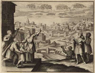 Kudüs üzerinde havada altın kaplı süvari (gravür) by European School