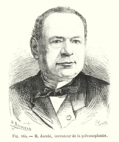 H Jacobi, elektro kaplamanın mucidi (gravür) by European School