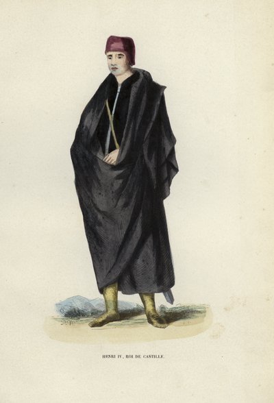 Henry IV, Kastilya Kralı (renkli gravür) by European School