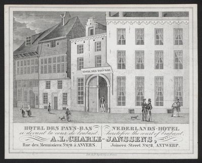 Hotel Des Pays Bas, Dutch Hotel, A L Charle-Janssens, Anvers, Antwerp (gravür) by European School