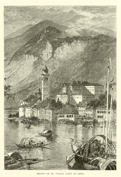 St Giulio Adası, Orta Gölü (gravür) by European School
