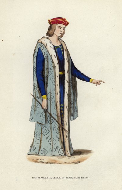 Jean De Werchin, Chevalier, Senechal De Hainaut (renkli gravür) by European School
