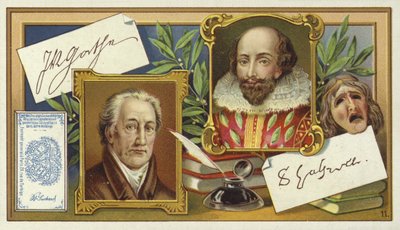 Johann Wolfgang von Goethe ve William Shakespeare by European School