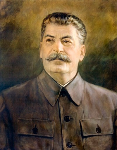 Joseph Stalin, Gürcü Bolşevik devrimci ve Sovyet politikacı ve lider (renkli taş baskı) by European School