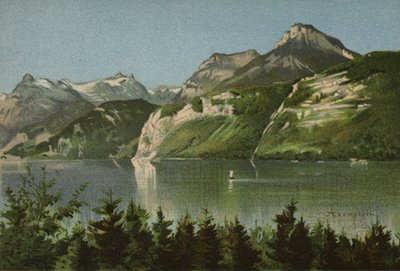 Lucerne Gölü: Axenstein (renkli lito) by European School