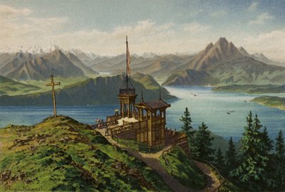 Lucerne Gölü: Rigi-Kanzeli (renkli taş baskı) by European School