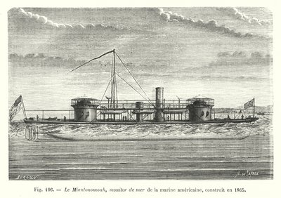 Miantonomoah, American Marine Monitor, 1865 yılında inşa edilmiş (gravür) by European School