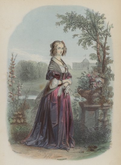Orleans Louise, Leopold I, Belçika Kralı Kraliçe Eşi (renkli gravür) by European School