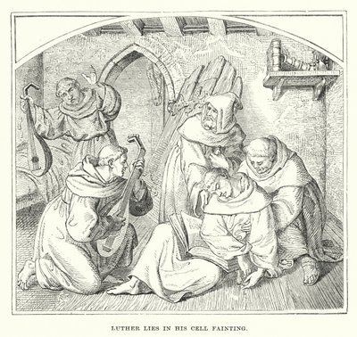 Luther hücresinde baygın yatıyor (gravür) by European School