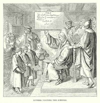 Luther okulları ziyaret ediyor (gravür) by European School