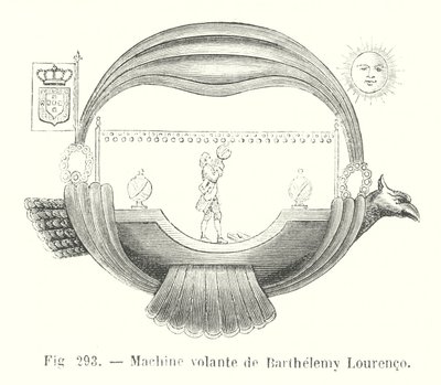 Machine volante de Barthelemy Lourenco (gravür) by European School