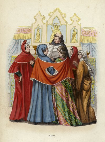 Mariage (renkli gravür) by European School