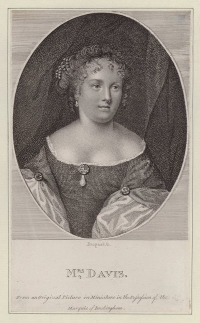 Mary Davis, İngiliz aktris (gravür) by European School