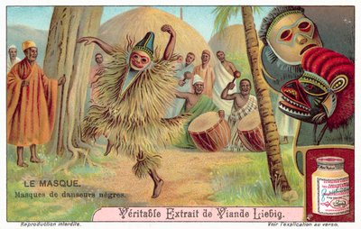Afrikalı dansçıların maskeleri (chromolitho) by European School