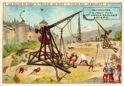 Ortaçağ trebuchet (chromolitho) by European School