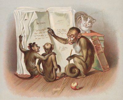 Maymun öğretimi (chromolitho) by European School