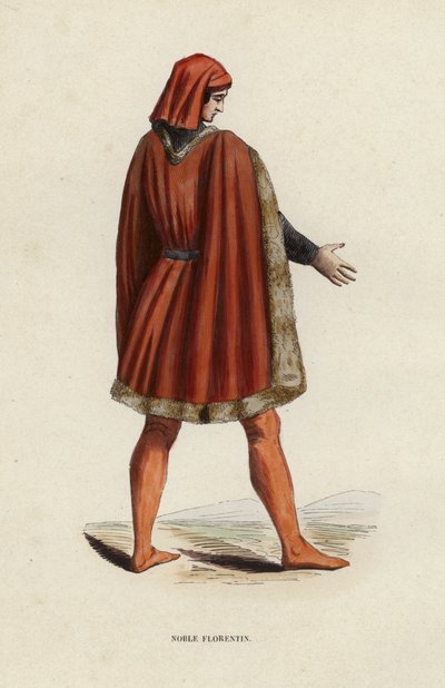 Noble Florentin (renkli gravür) by European School