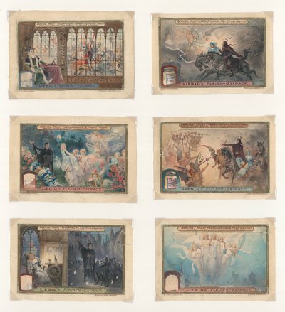 Bir dizi Liebig kartı için orijinal sanat eseri: Berlioz, Faust (kağıt üzerine guaj) by European School