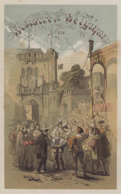 Yakışıklı Philip, Burgonya Dükü, tatar yayı atış yarışmasını kazanıyor (renkli gravür) by European School