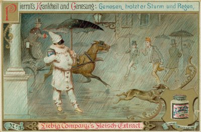 Yağmurda Pierrot (chromolitho) by European School