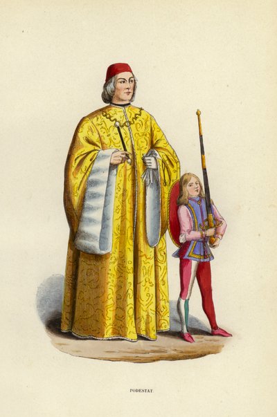 Podestat (renkli gravür) by European School