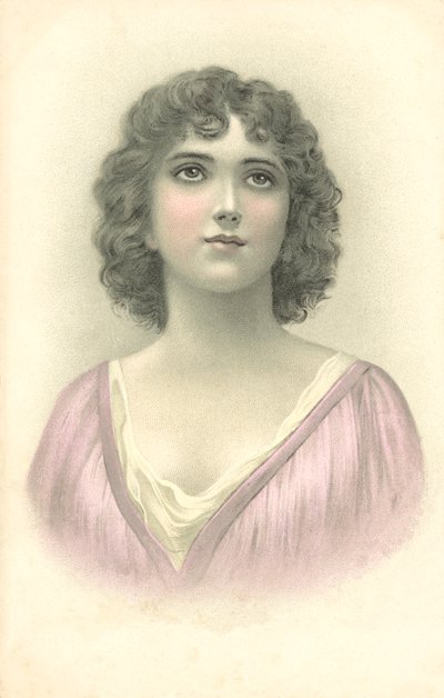 Bir kız portresi (renkli taş baskı) by European School