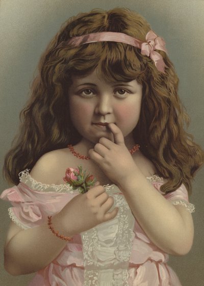 Bir çiçek tutan bir kızın portresi (renkli taş) by European School