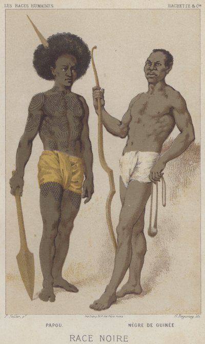 Siyah Irk, Papuan, Gine'den Siyah (chromolitho) by European School