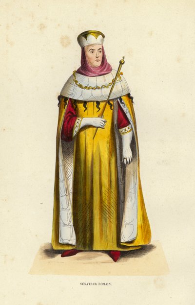 Senatör Romain (renkli gravür) by European School