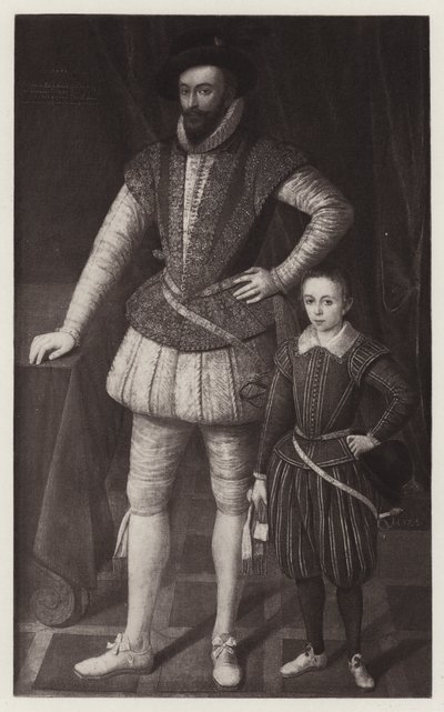 Sir Walter Raleigh ve Oğlu (taş) by European School