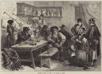 İspanya'da Eskizler, Madrid Banliyölerinde Bir Taverna (gravür) by European School