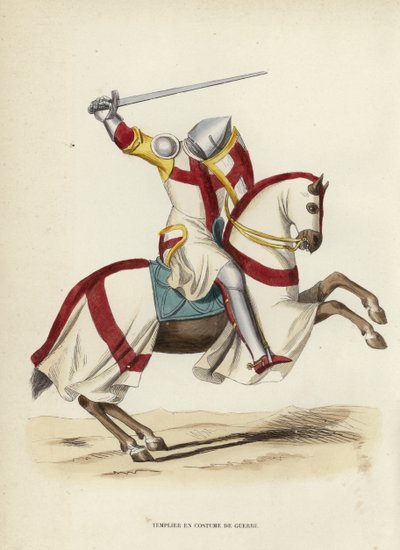 Templar In War Kostümü (renkli gravür) by European School