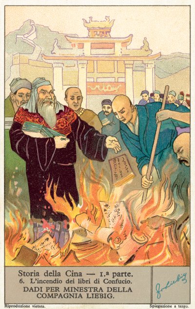 Konfüçyüs kitaplarının yakılması (chromolitho) by European School