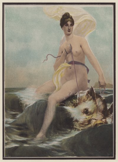 Thetis, Yunan mitolojisinden deniz perisi (renkli taş baskı) by European School