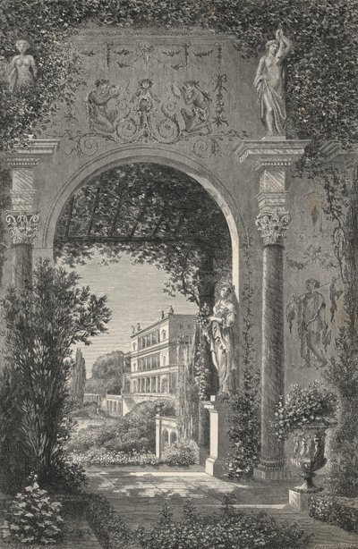 Augustus Zamanında Roma Villası (gravür) by European School
