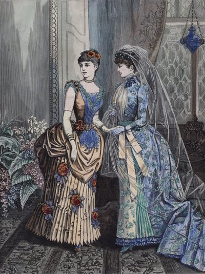 Kadın modası, 19. yüzyıl sonu (renkli gravür) by European School
