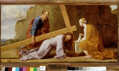 İsa çarmıhını taşıyor (haç ya da haç yolunu taşıyor), c.1651 (tuval üzerine yağlı boya) by Eustache Le Sueur