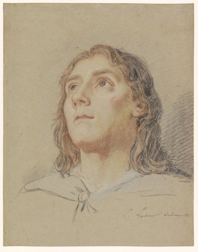 Uzun saçlı genç bir adamın başı by Eustache Lesueur