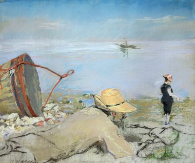 Henri Guerard Sahilde Dinlenmek (tuval üzerine pastel) by Eva Gonzalès