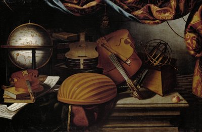 Müzik Aletleri, Küre ve Silahlı Küre ile Natürmort, 17. yüzyıl. by Evaristo Baschenis