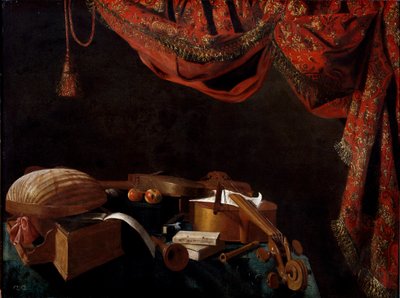 Müzik Aletleri ve Kitaplarla Natürmort Tablosu, Evaristo Baschenis by Evaristo Baschenis